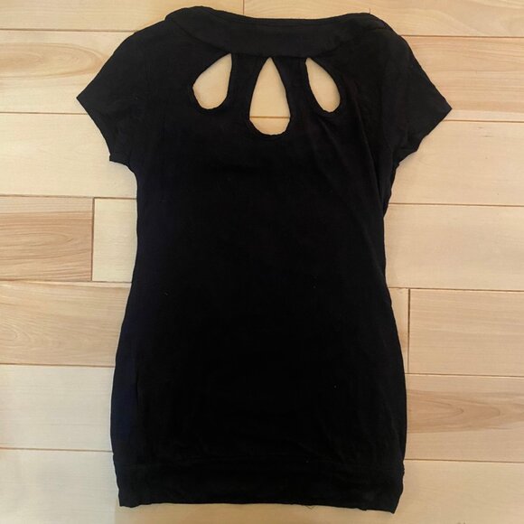 Vintage Y2K Zone Choc going-out top, black with cut-outs, size S - Picture 5 of 6